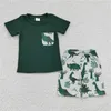 Baby boys summer baseball outfits short sleeves cute Tshirt plaid shorts children clothing Kids boutique wholesale sets 240323