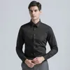 Hohe Qualität Feste Farbe FI Herrenhemden Klassische reguläre Passform LG-Ärmel Formale Busin-Anzüge Männliche schwarze Bluse D3ia #