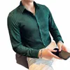 2023 Korean Style Men Spring High Quality LG Sleeve Shirts/Man Slim Fit Busin With Lapel Office Dr Shirt Plus Size 4XL P0LP#
