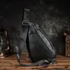 Waist Bags Men Genuine Leather Casual Triangle Chest Sling Bag 7" Tablet Design One Shoulder Fashion Cross-body Day-pack Male 5059