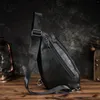 Marsupi da uomo in vera pelle casual borsa a tracolla a triangolo da 7 "tablet design monospalla moda cross-body day-pack uomo 5059