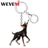 Porte-clés weveni acrylique gentleman dobermann chien chiot porte-clés porte-monnaie anneau de voiture cadeaux accessoires pour femmes enfants adolescents
