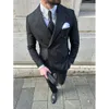 nero a righe per uomo 2 pezzi formale busin signori matrimonio smoking casual fi picco risvolto abito maschile giacca sportiva sottile + pantaloni U1Me #