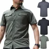 2023estate Quick Dry Base Nuove camicie tattiche da uomo Solid Manica corta Casual Dr Camicie Cargo maschile Camicie da lavoro Maschile Top s8Wf #