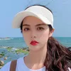 Wide Brim Hats Outdoor Women's Fashion Folding Design Solid Color Summer Sunscreen Hat Elastic Fabric Sports Sunshade Empty Top