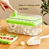 Baking Moulds Ice-Cube Tray With Lid And Bin Trays For Freezer 32 Pcs Mold (Green)