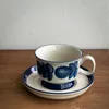 Tazas Taza de café de cerámica pintada a mano y platillo Set Vintage Hogar Té de la tarde Regalo Delicado Desayuno Leche