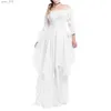 Grundlegende Freizeitkleider Damen High Low Kleid Puffärmel Schulterfrei Rüschen Mittelalterlich Kommen Sie für Frauen Cosplay Midi Urlaub Dresse yq240328