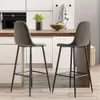 2pcs, High Back Bar Stools 29.5", Veet Upholstered, Metal Frame, Kitchen Counter Chairs, Modern Design, for Home & Pub Decor