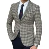 Houndstooth xadrez casual blazer para homens uma peça terno jaqueta com 2 fenda lateral fino ajuste masculino casaco fi 2024 em estoque m13D #