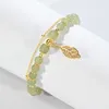 Link Bracelets Accessories For Women Imitation Jade Beaded Bracelet Leaves Double Layer Chain Girls Wedding Party Jewelry Gift