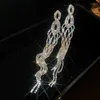 Kolczyki Dangle Luxury Rhinestone Fringed Długie kropla dla kobiet elegancka biżuteria na przyjęcie weselne w stylu francuskim