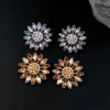 Charme Strass Fleur Boucles D'oreilles pour Femmes Mode Vintage Boucles D'oreilles Tempérament Personnalité Design Sens Déclaration Bijoux Y240328