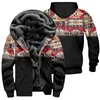 Western Ethnic Mans Fleece Kurtki z kapturem Winter Casual Outdoor Hooded Kurtki Aztec geometryczne luźne bluzy Kurtki P4MP#