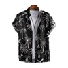 Men's Casual Shirts Men Beach Shirt Coconut Tree Print Summer Single-breasted Lapel Cardigan For Vacation Style Holiday