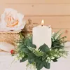 Decorative Flowers Candle Wreath Decoration Eucalyptus Leaves Ring Garland Set For Home Wedding Party Table Centerpiece Spring