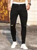 Spring Hip Hop Pants Stretch Men's Slim Ripped Trousers Black Classic Streetwear Casual Designer Cowboy pojkvän Jeans för män R0i2#