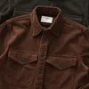 Amekaji Vintage Shirt Männer American Einreiher Baggy Cardigan Multi-Pocket Revers Cargo Lg Ärmel Corduroy Casual Top Männlich