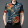 Herrklänningskjortor Trend Tryckt skjorta 2024 Kort ärm Polo Business Casual Retro Etnisk stil Kläder Asiatisk storlek M-4XL