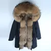 2022 Hommes Lg épais Parka surdimensionné col de fourrure de racco manteau de fourrure véritable doublure de fourrure de racco naturelle m neige vêtements d'extérieur veste d'hiver b7w2 #