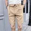Ternos masculinos de verão shorts britânico fino cor sólida terno calças de cinco pontos negócios moda roupas casuais