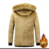 2023 Nouveaux hommes hiver Parka polaire doublé épais chaud à capuche col de fourrure manteau mâle taille 5XL veste en peluche automne travail outwear noir 68l5 #