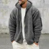 2024 Autumn Winter Casual Loose Fleece Jackets for Men Fluffy Coats Vintage Zipper Hooded Jacket Mens Thick Warm Coat Streetwear p4c0#