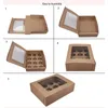 Stampi da forno Big Offer da 5 pezzi Cuppucake Box con finestra White Brown Kraft Boxes Dessert Mousse 12 Cup Thotrers