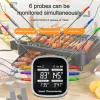 Gauges Digital Six Probe Wireless Meat Thermometer For Meat Water Food Barbecue Oven Milk Cooking Kitchen BBQ Timer Temperature Alarm