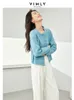 Vimly Ctrast Striped Knigan dla kobiet Eleganckie ubranie 2024 Sprężyna gradientowy dzianinowy sweter żeńskie dzianiny 72878 374U#