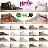 Haute Qualité En Cuir Daim Designer Mid Casual Chaussures Femmes Hommes Star Plateforme Baskets Rose Bourgogne Glitter Argent Doré Vintage Italie Marque Sports OG Mocassins