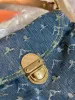 세련된 여성 가방 데님 크로스 바디 백 캔버스 가죽 포스트 가장자리 대형 금속 로고 디자인 용량 패션 디자이너 크로스 바디 백
