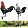 Garden Decorations 2 Pcs Poultry Statue Stake Chicken Yard Sign Hen Lawn Ornament Insert Acrylic Decor