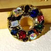 Brooches Splendid Multi Colored Stones Circular Brooch Pin Holiday Jewelry