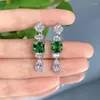 Stud Earrings Spring Qiaoer Vintage 925 Sterling Silver 8 8MM Asscher Cut Emerald Sapphire Gemstone Water Drop Jewelry Christmas Gift