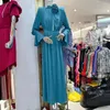 Robes décontractées 2024 Printemps Mode Ruban 3D Fleur Slit Bell Manches Robe Taille Haute Minceur Élégant Mi-longueur Femme