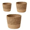 3PCSSET HandWoven Storage Baskets Straw Planter Flower Pots Garden Plant for Home Laundry Containers Decoration 240318