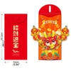 Confezione regalo Busta rossa 3D fatta a mano con motivo drago Borsa per benedizione degli anni cinesi Tradizionale tascabile per matrimonio e compleanno
