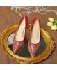 Chaussures habillées taille 31-44 talons hauts de mariée de mariage rouge pour les femmes minces