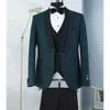 sparkly Men Suit Tailor-Made 3 Pieces Sequins Green Blazer Vest Black Pants One Butt Lapel Busin Wedding Plus Size Tailored u0aK#