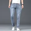 nuovo marchio Fi Slim grigio blu skinny jeans da uomo Busin casual classico Cott tendenza elastico gioventù matita pantaloni in denim b6Bw #