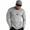 Мужская спортивная одежда для спортзала Fi Футболка для бодибилдинга Беговая толстовка Дышащая Fitn Повседневная мужская футболка с рукавами Lg w5JX #