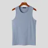 Männer Tank Tops INCERUN 2024 Koreanische Stil Herren Gestreifte Mehrfarbige Gestrickte Oansatz Ärmellose Westen Freizeit Einfache All-match S-5XL