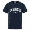 Los Angels 1991 Usa Stad Brief Print Kleding Mannen Oversize Ademende T-shirt Zomer Zweet Luxe T-shirt Cott Goth tee Shirt x8vI #