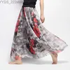 Skirts Skorts Vintage Bohemian Long Women Elegant Chiffon Saia Harajuku Beach High Waist Skirt Woman Clothes Faldas Tutu Vestidos yq240328