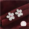 Boucles d'oreilles de haute qualité blanc zircon platine rose fl fleur pour femmes fête de mariage bijoux de fiançailles cadeau livraison directe otqks