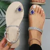 Sandals Womens shiny slippers with toe clip and rhinestone crystal the latest fashionable sexy beach dress for summer 2023 party womens sandals H240328