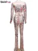 weird Puss Sexy Women Drag Stripes 2 Piece Set See Through Wrapped Bandage Crop Tops+Flare Pants Matching Streetwear Outfits F6rk#