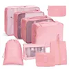 Storage Bags 9 Pcs Suitcase Organize Bag Portable Cosmetic Clothes Underwear Shoes Packing Set High Quality Travel Makeup