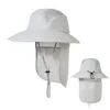 Bérets Logo personnalisé mode seau chapeau hommes masque de pêche en plein air large bord chapeaux de pêcheur femmes respirant Protection UV casquette solaire